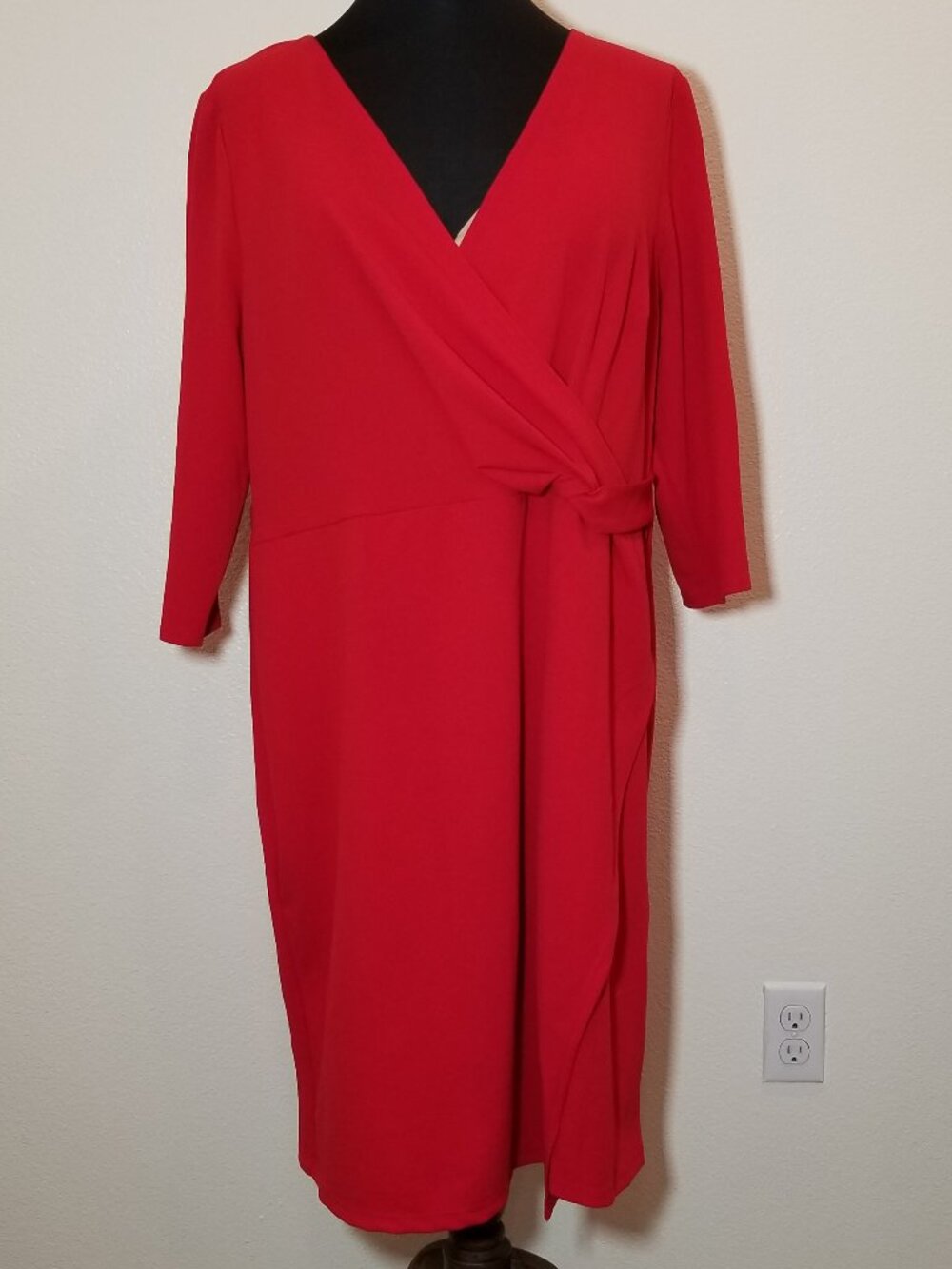 Glamour Red Wrap-Front Midi Dress